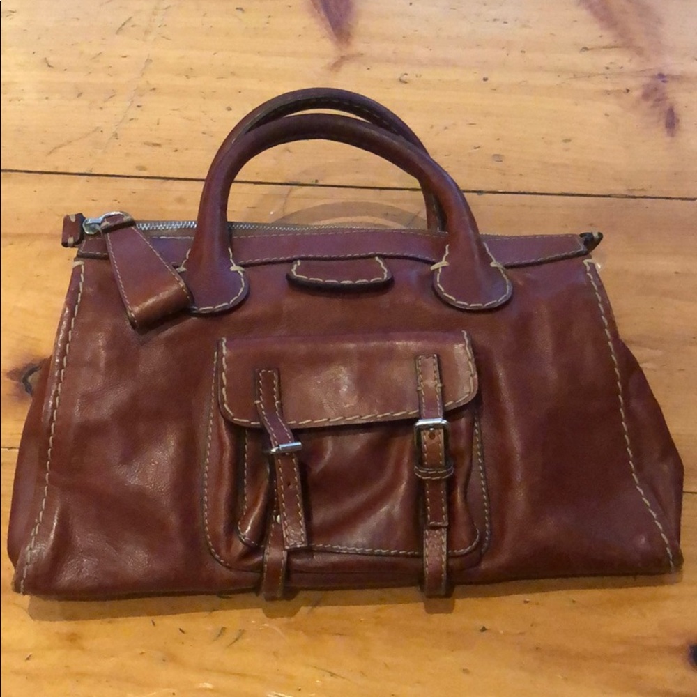 Chloe Brown Leather Satchel Bag
